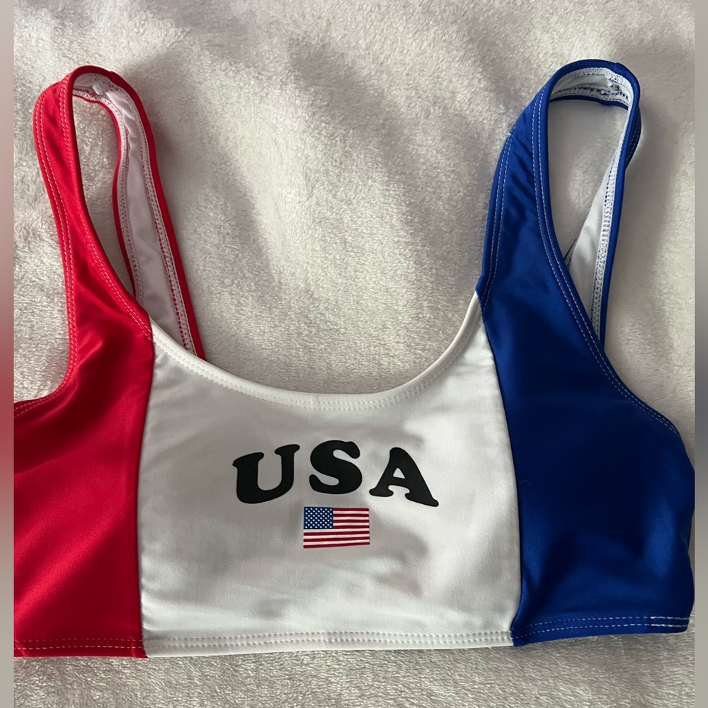 USA Colorblock Scoop Bikini Top - Red, White & Blue